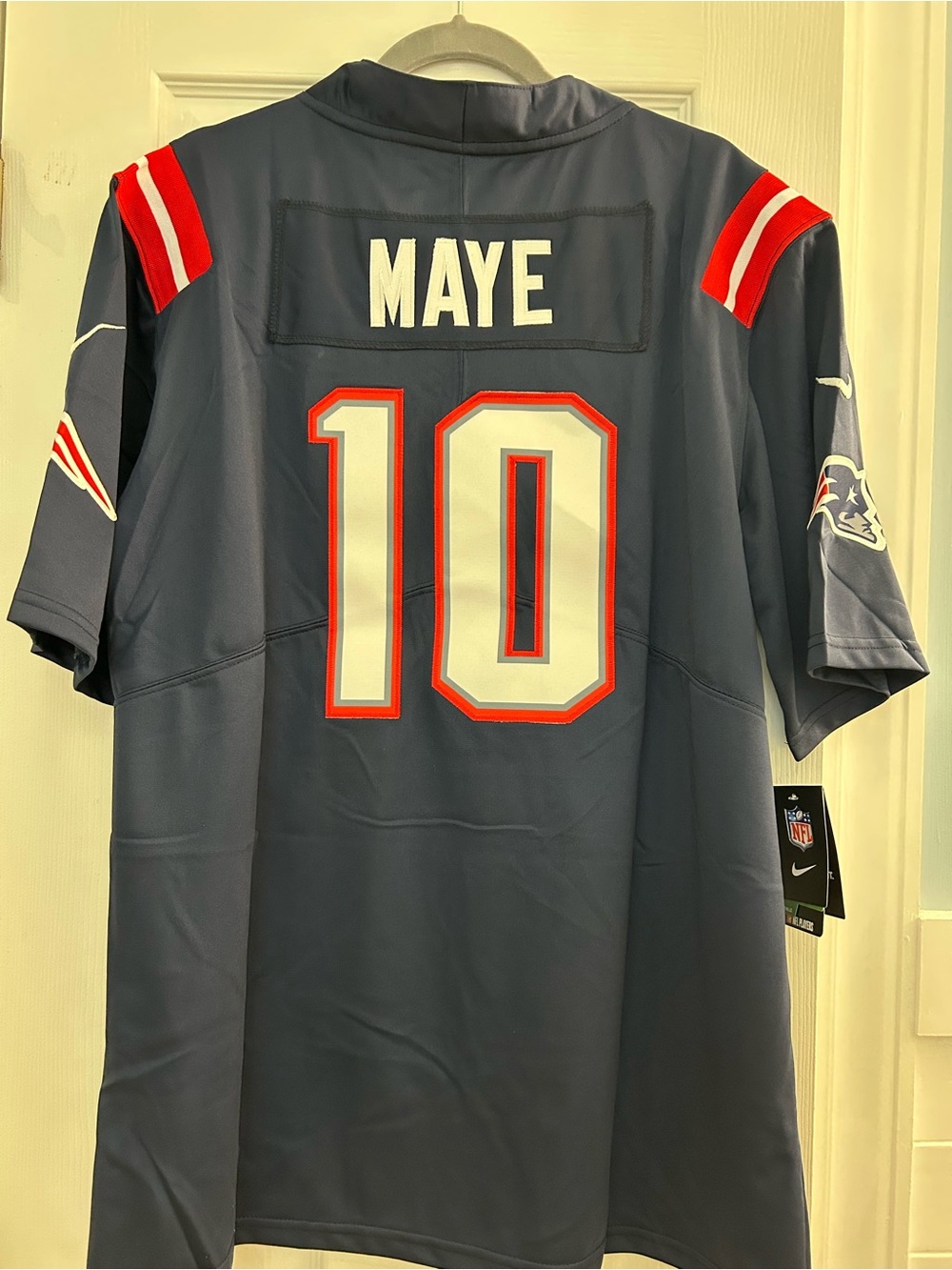 Nike Navy NFL Football Jersey with Red Collar Accent